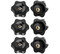 FOMGIIN 6 Pezzi M4 25mm Manopola di Serraggio con Filettatura Impugnatura Ottone Zigrinata, Universale Manopole Maniglia Stella Testa Serraggio Dado Dadi Manopola per Macchine Utensili