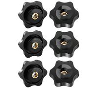 FOMGIIN 6 Pezzi M5 25mm Manopola di Serraggio con Filettatura Impugnatura Ottone Zigrinata, Universale Manopole Maniglia Stella Testa Serraggio Dado Dadi Manopola per Macchine Utensili