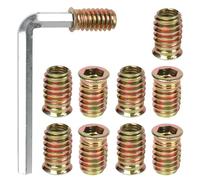 FOMGIIN Boccole Filettate per Legno M8 x 20mm, 10 Pezzi Esagonale Incassato Inserti Filettati Dado, Vite in Acciaio Zincato, Dadi Inserto di Fissaggio Viti a Esagono Filettato per Mobili in Legno