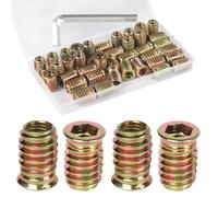 FOMGIIN Boccole Filettate per Legno M8 x 25mm, 40 Pezzi Esagonale Incassato Inserti Filettati Dado, Vite in Acciaio Zincato, Dadi Inserto di Fissaggio Viti a Esagono Filettato per Mobili in Legno