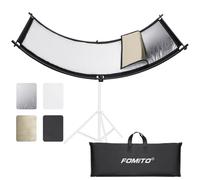 Fomito - Diffusore riflettore per studio fotografico, 178 x 65 cm, 4 in 1, a conchiglia, riflettore luminoso per fotografia, ritratto di illuminazione, riprese fotografiche, nero/bianco/oro/argento