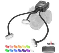 Fomito Flash macro a tripla testa - hot shoe universale, luminosità a 8 livelli, messa a fuoco a LED 9 stop, ricaricabile USB-C (2000 mAh) - 44,5 cm