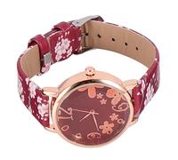 FOMIYES 1 Pz. Orologio Fiore Orologio Prugna Floreale Guarda Le Donne Polso Comporre Orologio Da Donna Orologio Al Quarzo Per Ragazza Fibbia in Acciaio Inossidabile Rosso