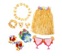 FOMIYES 1 Set Accessori per Hawaiana con Gonna Occhiali e Clip per Decorazioni Estive