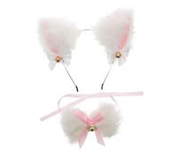 FOMIYES 1 Set Set Di Collare a Filo Per La Fascia Accessori Per Gatti Fascia Per Con Orecchie Di Gatto Simpatico Cerchietto Per Gatti Bianca Tessuto