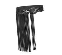 FOMIYES 1pezzi Cintura in Pelle Nera Larga Con Nappe e Rivetti Stile Punk Cintura Da Donna in Pelle Con Nappe Alla Moda Adatta Per Vita