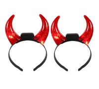 FOMIYES 2 fasce luminose diavolo per capelli con corno rosso brillante, per donne, uomini, Halloween, carnevale, cosplay, foto, prop, corna del diavolo (rosso)