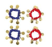 FOMIYES 2 Paia Campanelli Da Polso Per Danza Del Ventre Braccialetti Rossi e Blu Accessori Per Danza Indiana Polsini Campanelle Per Balletto e Altre Danze Bigiotteria Per Spettacoli
