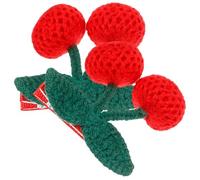 FOMIYES 2 Pezzi Clip per Chioma Piccoli Ciliegie All'uncinetto in Filato Rosso, Accessori Carini per Chioma Ragazze, Comodi e Riutilizzabili per Feste e Cerimonie