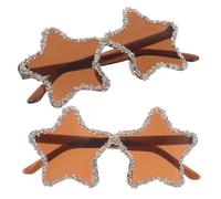 FOMIYES 2 Pezzi Occhiali da Sole a Stella senza Montatura con Decorazioni | Stile alla Moda per Addio al Nubilato e Cosplay, Plastica 15,00x14,00x7,00cm, Marrone Chiaro