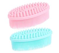 FOMIYES 2 pezzi Spazzola Silicone per Doccia e Massaggio Rilassante Morbida e Resistente per Pulizia e Esfoliazione Portatile per Viaggi e Palestra Colore Casuale Colore Casuale