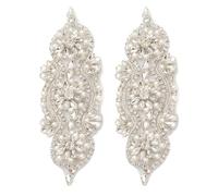 FOMIYES 2 Pezzi Toppa Termoadesiva con Pietre Decorative Argento per Abiti da Sposa e Vestiti da Cerimonia, Facile Applicazione e Adesione Resistente per Teatro e Concorsi di Bellezza