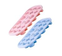 FOMIYES 2 Pezzi Vassoio per Cubetti di Ghiaccio, Ice Cube Trays con Coperchio, 18 Scomparti, PP e Silicone, Forme a Stella, Luna e Cuore, per Freezer e Dessert