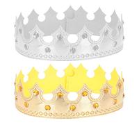FOMIYES 2 Pz Cappello a Ragazzo D'oro Corone Di Compleanno Per La Classe Festa Della Mini Corone Per Adulti Costume Da Re Del Re Il Panno Intero