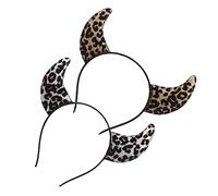 FOMIYES 2 Pz fasce di ragno cerchio gotico in corno di bue orecchie a fascia leopardate cerchietto in corno di bue copricapo da diavolo mucca leopardo fascia di di tessuto