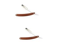 FOMIYES 2 Pz rasoio manuale rasoi da barba a mano libera per uomo rasoio viso manuale portatile rasante rasoio facciale rasoio sicuro rasoio da barba in metallo vecchio stile Rasu Di legno