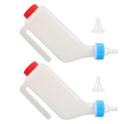 FOMIYES 2 set di biberon per animali da fattoria - Biberon da 800 ml/27 oz per vitelli, pecore e capre con 2 tettarelle - Mangiatoia a testa in giù da appendere per agnelli e cerbiatti