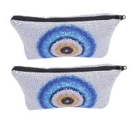 FOMIYES 2pezzi Borsa Per Cosmetici in Poliestere Cerniera Organizer Per Viaggio Design Unico Occhio Bue Adatta Per Piccoli Oggetti Come Gioielli e Chiavi