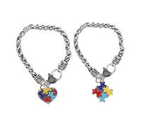 FOMIYES 2pezzi Braccialetto Puzzle Autismo Ciondolo Catena Per Mano Decorazione Tema Autismo Regalo Per Famiglia e Amici Lega Di Zinco Resistente Design Elegante e Originale