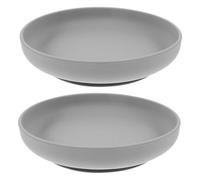 FOMIYES 2pezzi Ciotola in Silicone Anti-rovesciamento Con Base Ventosa Per Anziani e Disabili Piatto Per Alimentazione Autonoma Grigio Scuro