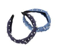 FOMIYES 2pezzi Fasce per Capelli alla Moda in Denim Accessori per Capelli per Donne Fasce Annodate Dettagli in Perle per Tutte le Occasioni