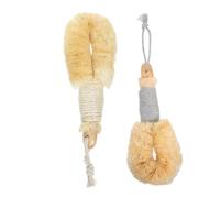 FOMIYES 2pezzi Spazzola Esfoliante Per Schiena Da Bagno in Sisal Con Manico Lungo Scrub Delicato Per Cordino Incluso Per Riporre Realizzata in Cotone e Legno