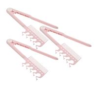 FOMIYES 3 Pettini Lisciante Pieghevoli a V Rosa Antistatici Resistenti al Calore Pettine per Piastra Chioma Piccolo da Viaggio Spazzola Styling Donna per Nodi e Acconciature Quotidiane