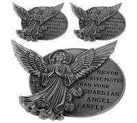 FOMIYES 3 Pezzi Clip per Visiera Auto Angelo Motivazionale, Ornamento da Viaggio Angelo, Lega Argento, Finitura Lucida, per Viaggi in Famiglia, per Conducenti e