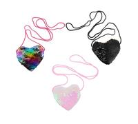 FOMIYES 3 pezzi Portamonete Cuore con Paillettes Elegante Portatutto con Cerniera e Tracolla Portamonete e Pratico per Soldi Chiavi e Cosmetici Accessorio e Resistente Colore Casuale