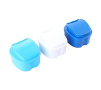 FOMIYES 3 pezzi Scatola per Dentiere Porta Dentiere con Custodia per Apparecchi Dentali per Viaggi e Uso Blu Scuro