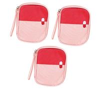 FOMIYES 3 Pz borsa medica portatile contenitore per pillole portatile pacchetti di medicinali da viaggio travel makeup bag marsupio da escursionismo sacchetto della medicina domestica rosa