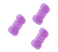 FOMIYES 3 Pz Spazzola Per Shampoo in Silicone Spazzola Per Per Accessorio Da Bagno Spa Esfoliante Bagno Lavacapelli Bambino Doppia Faccia Gel Di Silice Viola Spugna