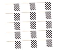 FOMIYES 360 Pezzi Bandiere Stuzzicadenti a Forma di Bandiera a Scacchi in Carta Spessa Bastoncini in Legno, Mini Bandierine per Torte e Cupcake, Decorazioni per Feste a Tema Corse,