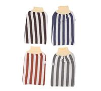 FOMIYES 4 pezzi Guanti Esfolianti Doccia Doppio Morbidi per Rimuovono Cellule Morte e per Pulizia Profonda e Stimolazione Circolazione Colori Blu Mattone e Marrone Scuro