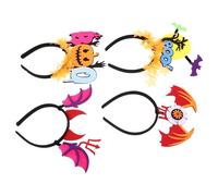 FOMIYES 4pezzi Cerchietto Halloween Corna da Diavolo e Fascia per Orecchie da Pipistrello Fascia per Capelli da Festa Strisce al Neon per Costume da Cosplay Accessori per Capelli