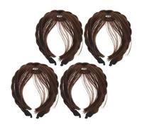 FOMIYES 4pezzi Fascia per Capelli Frangia Intrecciata Sintetica Extension Frangia Frontale per Donne Parrucche Castani Soluzione per Copertura Radici Grigie o Zone Diradate