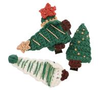 FOMIYES 4pezzi Fermagli per Capelli in Lana Lavorata Maglia Rossa e Verde Forcine per Capelli Design Clip Becco d Anatra e Albero di Natale Natalizi per Ragazzo Ragazza e Bambine