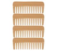 FOMIYES 4pezzi Pettine Denti Larghi in Legno di Bambù per Styling dei Capelli Districa Facilmente i Nodi senza Tirare i Capelli Lisci Ondulati Lunghi e Spessi Antistatico e Portatile