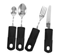 FOMIYES 4pezzi Utensili Da Tavola Adattivi Acciaio Inossidabile Per Anziani Inclusi Coltello Forchetta e Cucchiaio Antiscivolo Design Per Facilità Uso e Comfort Durante Pasti Strumenti