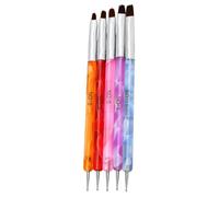 FOMIYES 5 Pezzi Penna per Nail Art Doppia Punta, Penna Manicure Acrilico e Nylon, 5 Colori, per Unghie, Riutilizzabile, Uso Professionale e Personale, Facile da Maneggiare