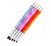 FOMIYES 5pezzi Pennelli per Unghie Doppia Estremità per Nail Art per Modellare Dipingere Disegnare Acrilici in Gel UV Stilo Sfera e Pennello in Nylon Resistente