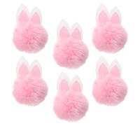 FOMIYES 6 Pezzi Ciondoli Coniglietto Pom Pom con Orecchie Morbide Rosa, Accessori per Realizzare Forcine per Chioma Pasquali, Decorazioni Fai da Te per Feste Primaverili e Ghirlande 3d
