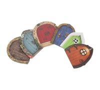 FOMIYES 6 Pezzi Porta delle Fate in Legno per Mini Giardino, Decorazione Artigianale per Scene Esterne e Interne, Mini Porta per Alberi e Ceppi da Giardino
