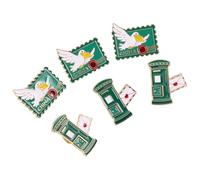 FOMIYES 6 Pezzi Spilla Vintage a Tema Postale Cassetta Verde e Piccione Viaggiatore in Metallo Leggero e Dettagli Intricati per Uso Quotidiano e Raduni a Tema