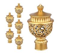 FOMIYES 6 Pezzi Terminali Decorativi Dorati per Bastoni Tende, Tappo Fermatende per Asta in Plastica, Accessori per Arredamento Casa Soggiorno, Camera da Letto e Sala da Pranzo