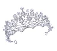 FOMIYES Accessori per con di perle addio al nubilato fascia da sposa Nozze diadema per le donne pizzo Testamento del matrimonio copricapo da festa Perle d'imitazione Argento