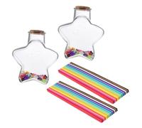 FOMIYES Barattoli dei Desideri in Plastica con Tappo di Sughero, Bottiglie Vuote Decorative con Origami Arcobaleno 540 Fogli, Contenitori a Forma di Cuore per Messaggi e Decorazioni Fai