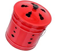 FOMIYES Bidone Inceneritore Smaltato Rosso per Giardino, Secchio Sacrificale Compatto in Acciaio, Braciere da Esterno per Bruciare Carta e Rifiuti, Inceneritore per Tempio e Stile Casuale