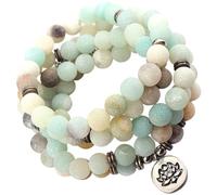 FOMIYES Bracciale da Uomo e Donna in Pietra Naturale 108 Perle 8Mm Cordino Elastico Braccialetto Decorativo Versatile per Uso Quotidiano e Regalo