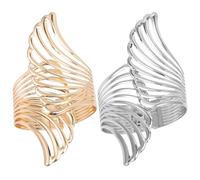 FOMIYES Braccialetti Rigidi da Donna 2 Pezzi Set di Bracciali Apertura a Molla con Design a Piuma in Metallo Antiruggine Oro e Argento per Ragazze Adolescenti e Regali Accessori per